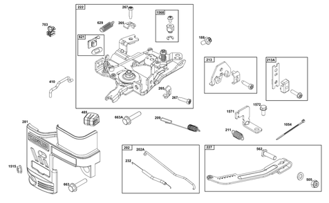 Controls Group Diagram and Parts List for 10V332-0040-F1  Briggs and Stratton Engine